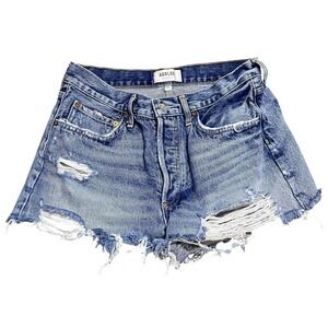 AGOLDE Parker Distressed Denim Shorts 27 High Rise Blue VTG Inspired Festival